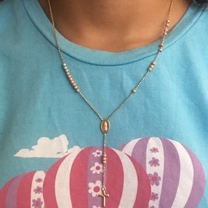 Rosary beaded necklace in 14K Yellow Gold